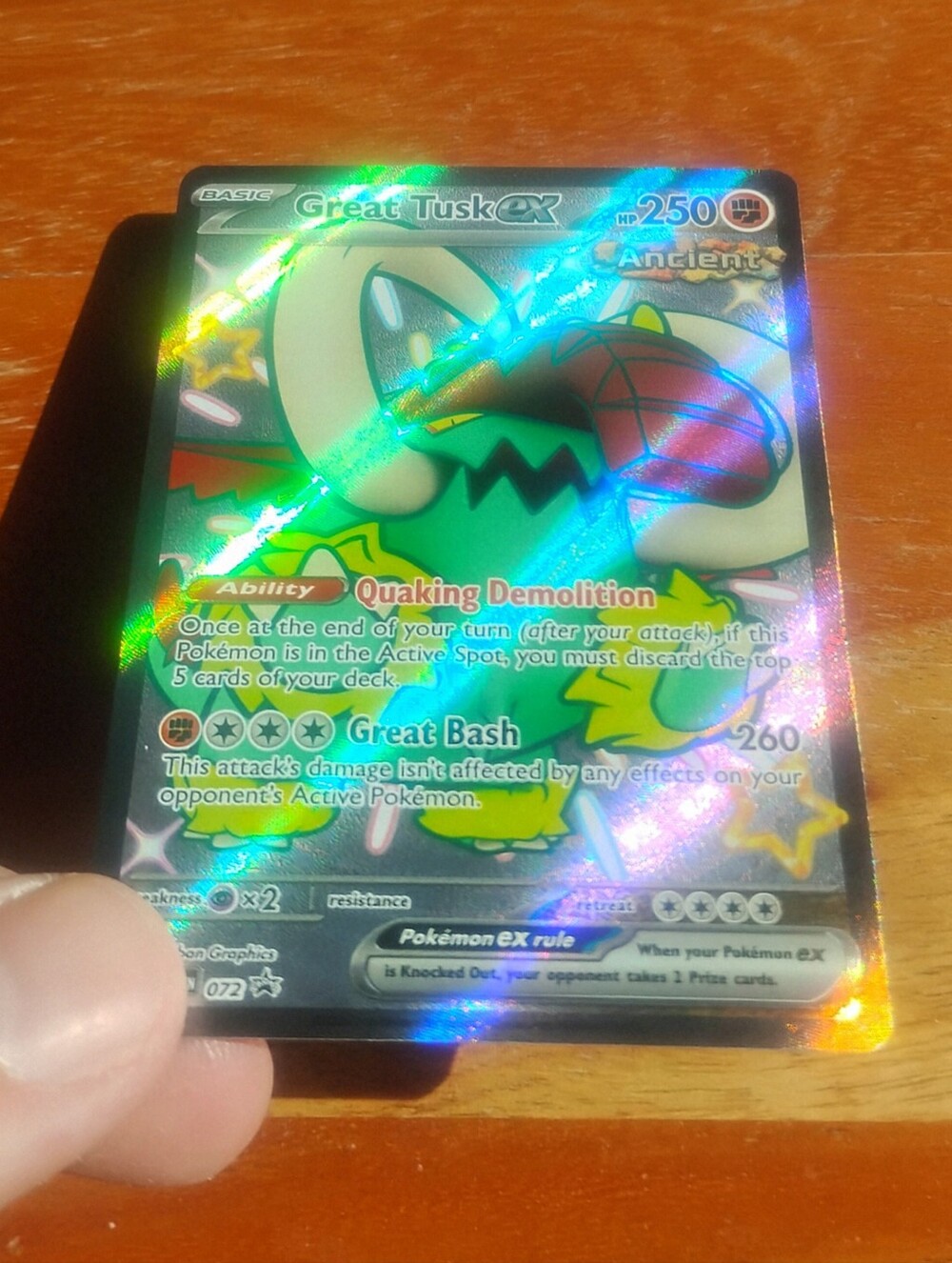 Mint 2024 Holo Full Art Ultra Rare Great Tusk EX 072 Promo Pokemon Card